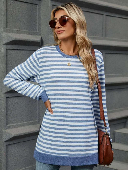 Camiseta Rayas Mujer Estilo Casual Unicolor