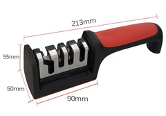 Afilador de cuchillos 3 en 1 con mango ergonómico y medidas de 213mm x 90mm para afilar diferentes tipos de cuchillos