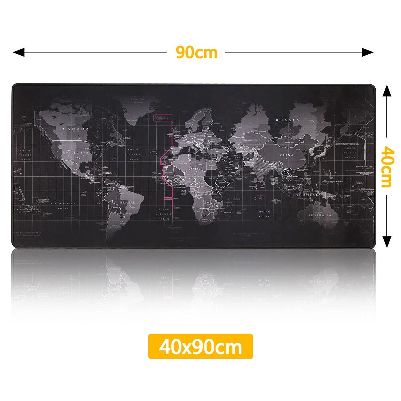 Alfombrilla gamer RGB con diseño del mapa mundial, medida de 40x90 cm ideal para jugadores