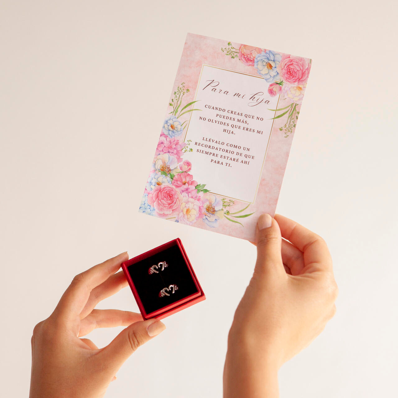 Anillo elegante duradero regalo en caja roja con tarjeta de recuerdo para ocasiones especiales