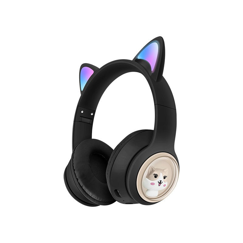 Auriculares bluetooth orejas de gato negros con luces LED y diseño divertido para amantes de los gatos