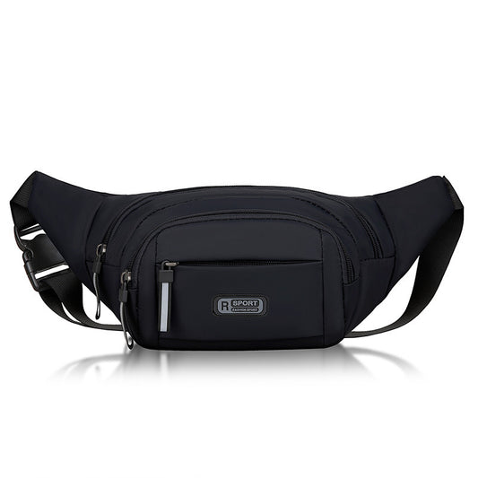 Bandolera cruzada resistente en negro con múltiples bolsillos y correa ajustable para uso cotidiano