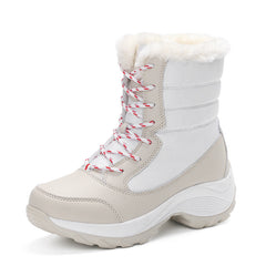 Botas de nieve modernas de Hypersku en color blanco con forro suave y cordones rojos
