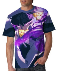 Camiseta anime Solo Leveling con diseño vibrante y personaje en acción, ideal para fanáticos del anime