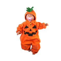 Disfraz de Halloween para bebés en forma de calabaza con capucha y detalles en negro