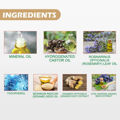 Ingredientes naturales del aceite para barba de hombres como aceite mineral y aceite de semilla de sésamo