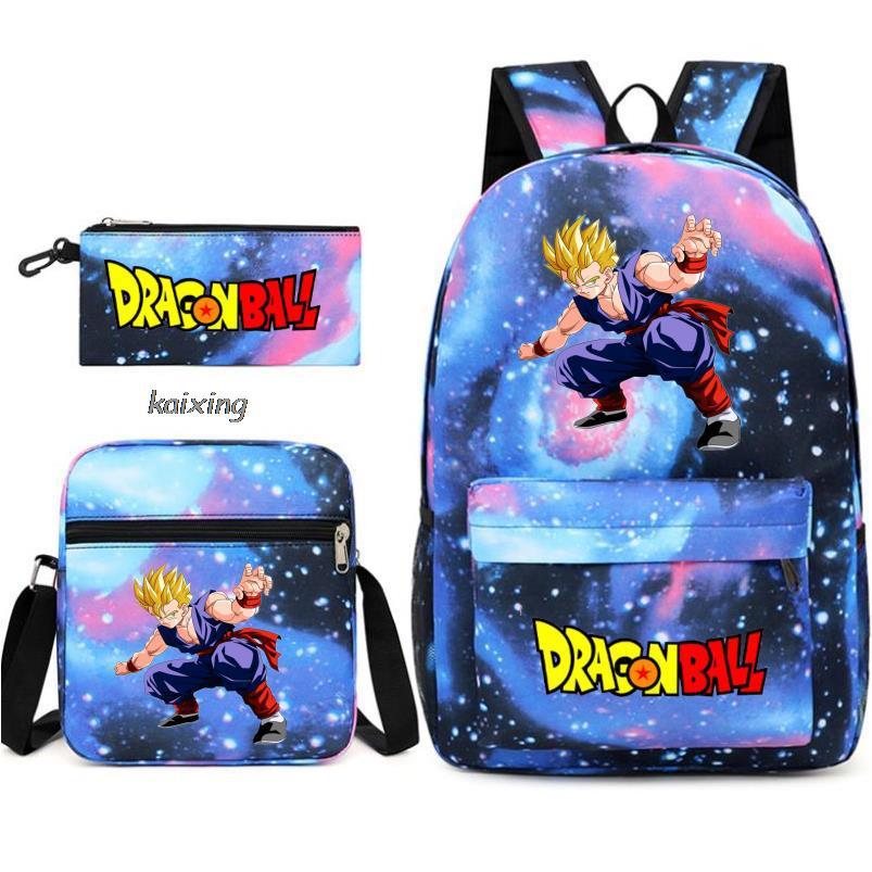 Mochila Dragon Ball juvenil con diseño colorido y accesorios de personajes icónicos de la serie