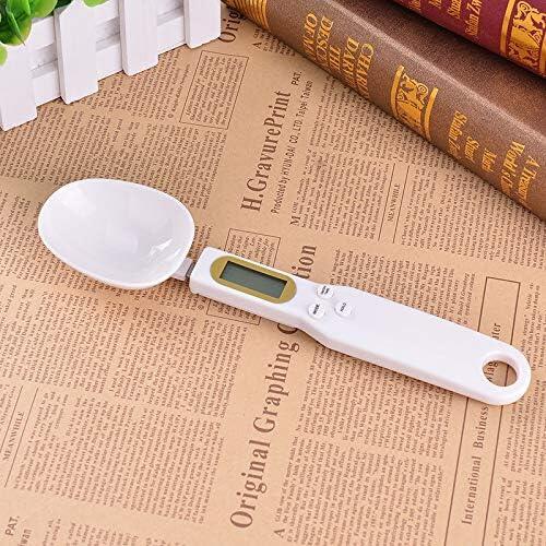 Cuchara medidora blanca con pantalla digital, ideal como medidor digital alimentos
