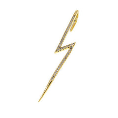 Pendientes minimalistas mujer con diseño de rayo en oro brillante y detalles de cristales