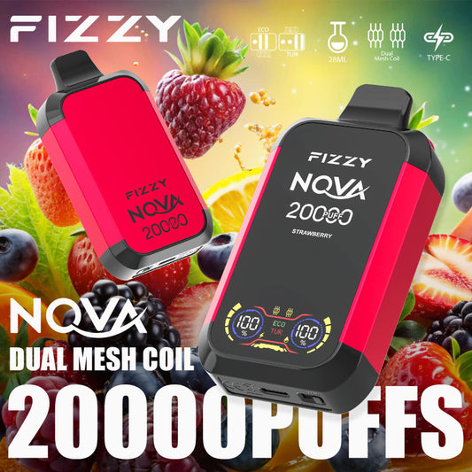 Pods Desechables Fizzy Nova 20,000 Caladas – Vapeo Intenso con Tecnología de Bobina de Malla Doble y 12 Sabores 🌿