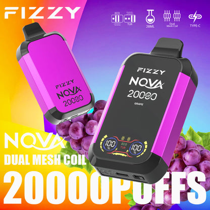 Pods Desechables Fizzy Nova 20,000 Caladas – Vapeo Intenso con Tecnología de Bobina de Malla Doble y 12 Sabores 🌿