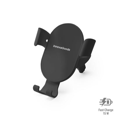 Soporte Cargador Rápido Inalámbrico para Coche Chakar InnovaGoods – 15W, Autoajustable y Orientación Regulable ⚡