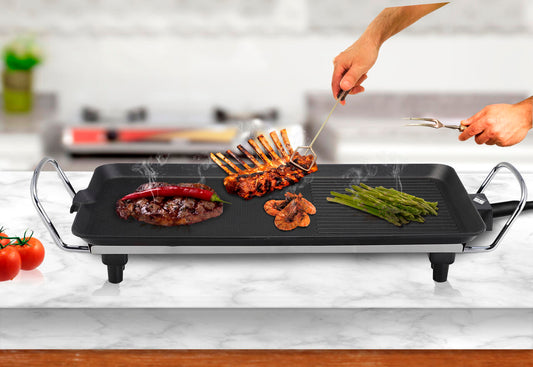 Plancha de Asar Eléctrica: Cocina con Precisión, Durabilidad y Fácil Limpieza 48x27 cm 🍖