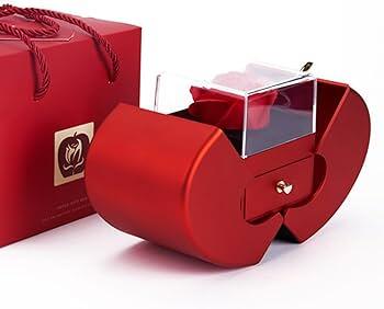 Caja roja con rosa de lujo para regalar, ideal para ocasiones especiales y sorpresas románticas