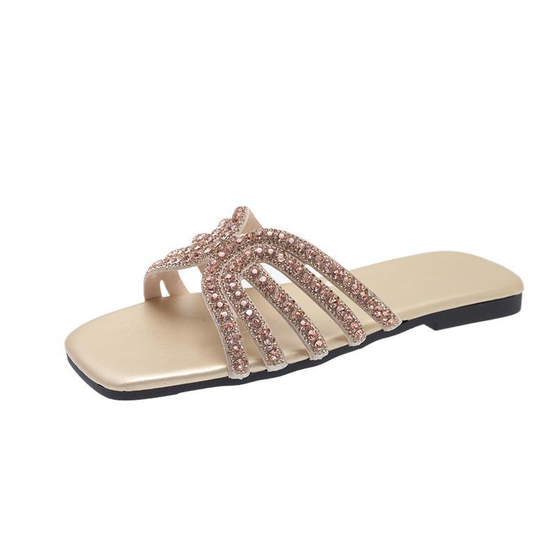 Sandalias elegantes con diamantes en color nude con diseño atractivo para ocasiones especiales