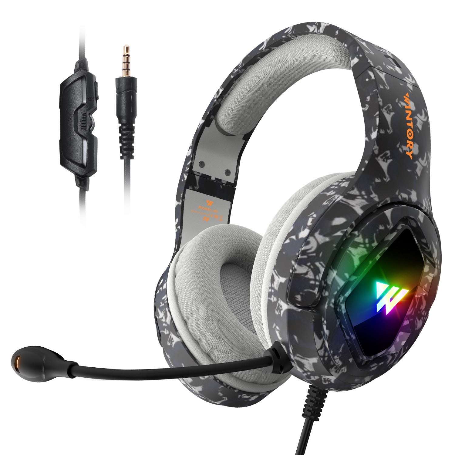 Auriculares gaming camuflaje con micrófono y luz RGB, ideales para gamers en busca de estilo