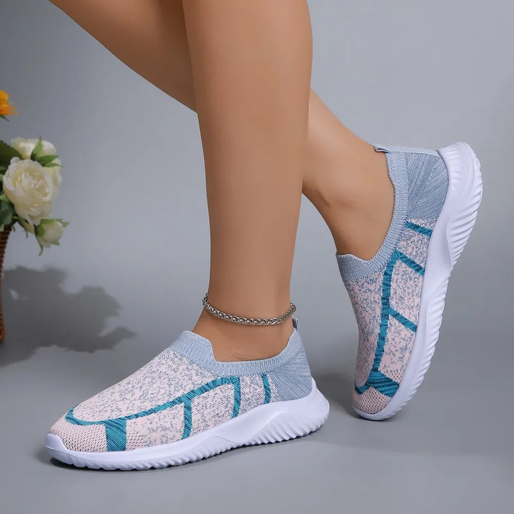 Zapatillas transpirables mujer en azul y rosa, ideales para comodidad y estilo en el uso diario
