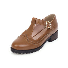 Zapatos retro mujer talla grande en color marrón con hebilla y suela antideslizante