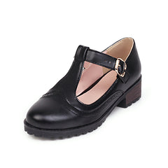 Zapatos retro mujer talla grande en color negro con correa y detalle de hebilla, ideales para ocasiones especiales